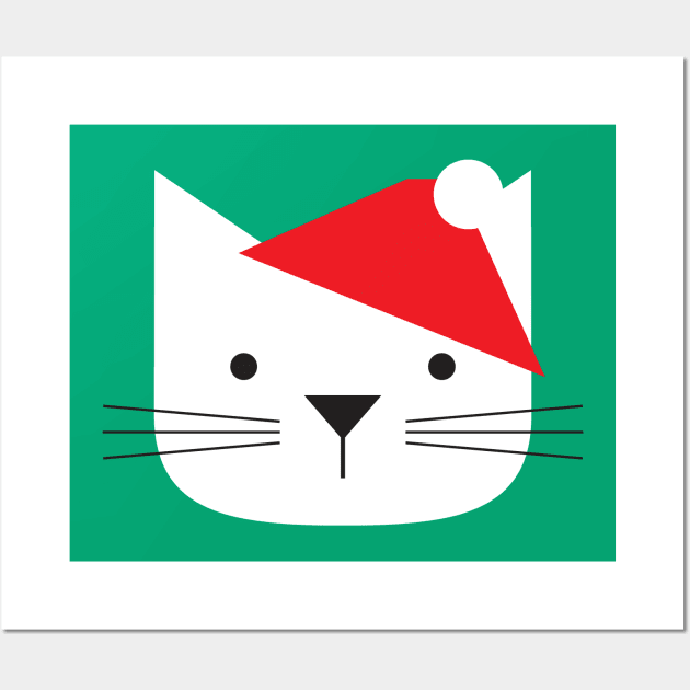 Santa Cat (Whiskery) Wall Art by ABKS